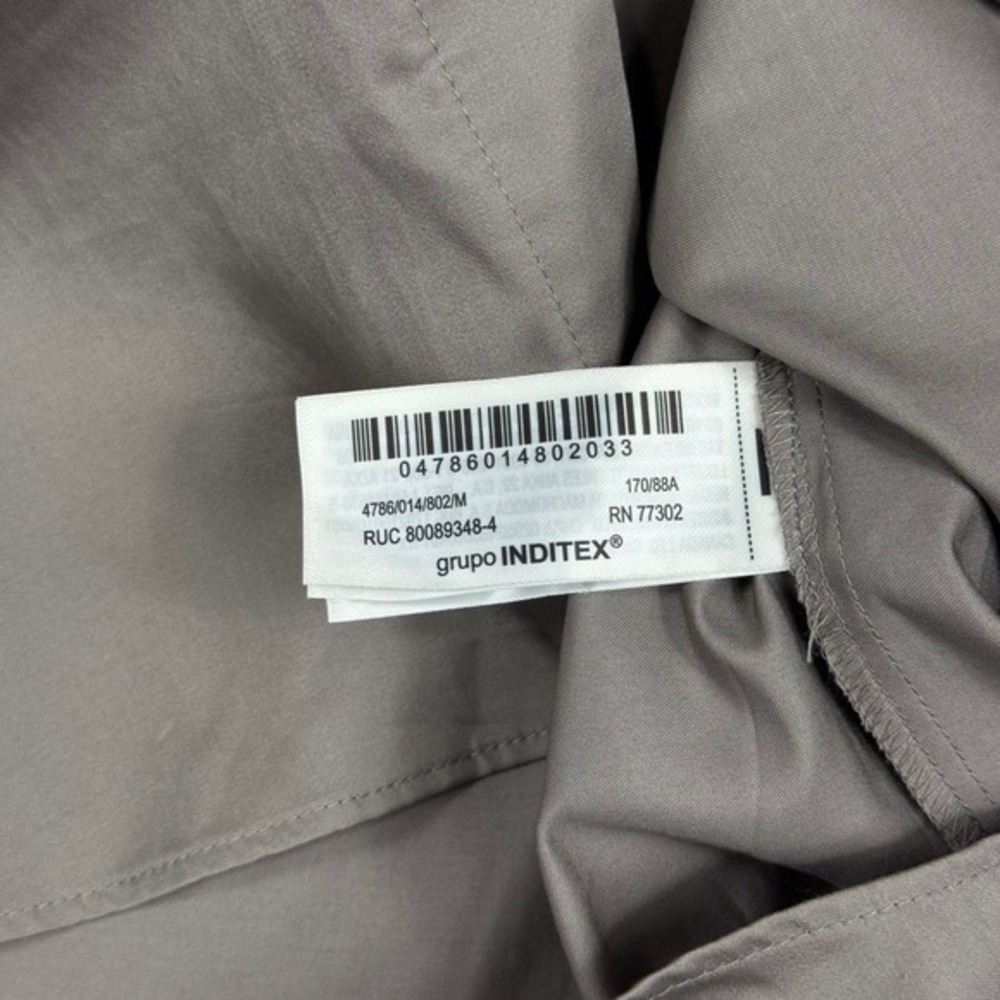 Zara Tie Neck Sleeveless Poplin Blouse Women M Taupe Grey NEW - Picture 11 of 13